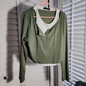 Cider Olive Green Long Sleeve Sweatshirt